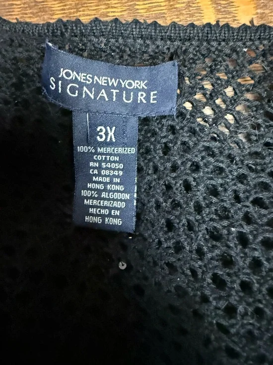 Jones New York Open-Front Black Glitter Crochet Cardigan - Picture 5 of 5